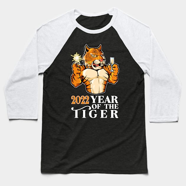 2022 Year of the tiger Baseball T-Shirt by Modern Medieval Design